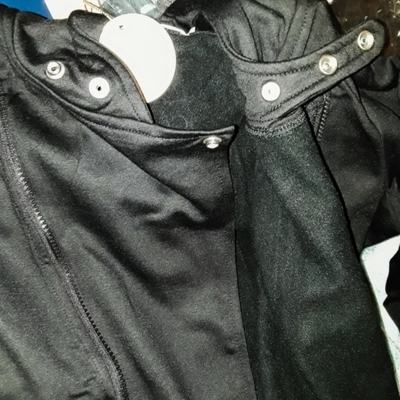 Long Sleeve Lapel Zip Black  Snap Cardigan Hoodie - Picture 8 of 8